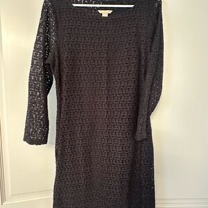 Banana Republic Black Sheath Dress 3/4 Sleeve Crew Neck